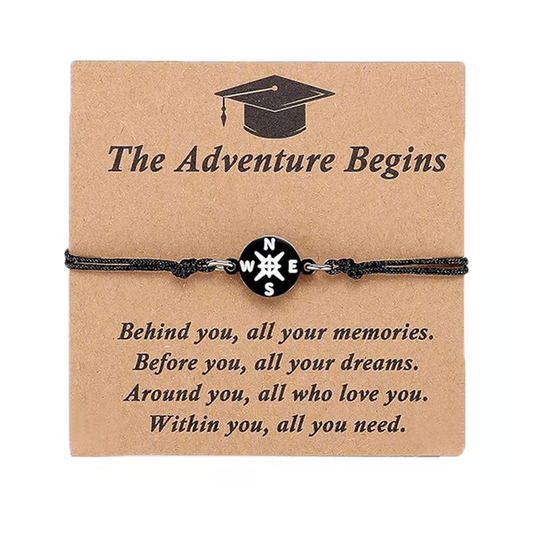 Graduation Compass Bracelet for Class of 2026 – Inspirational Gift for Her Him, High School College 8th Grade Graduate, Stainless Steel with Heartfelt Card & Graduation Cap Box