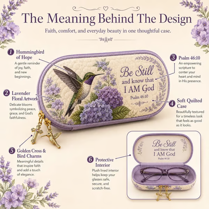 💜Be Still Hummingbird Quilted Glasses Case