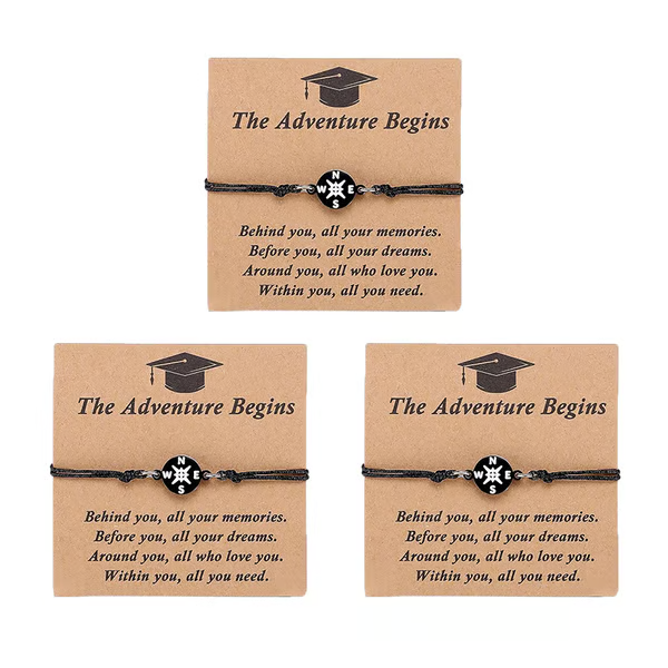 Graduation Compass Bracelet for Class of 2026 – Inspirational Gift for Her Him, High School College 8th Grade Graduate, Stainless Steel with Heartfelt Card & Graduation Cap Box