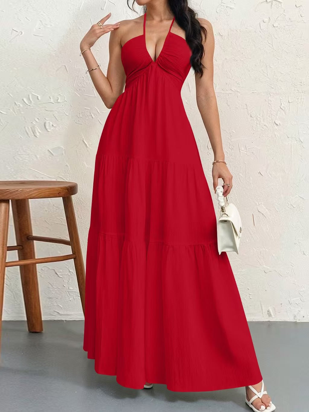 🍷halter neck tie dress🎀