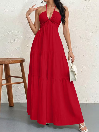 🍷halter neck tie dress🎀