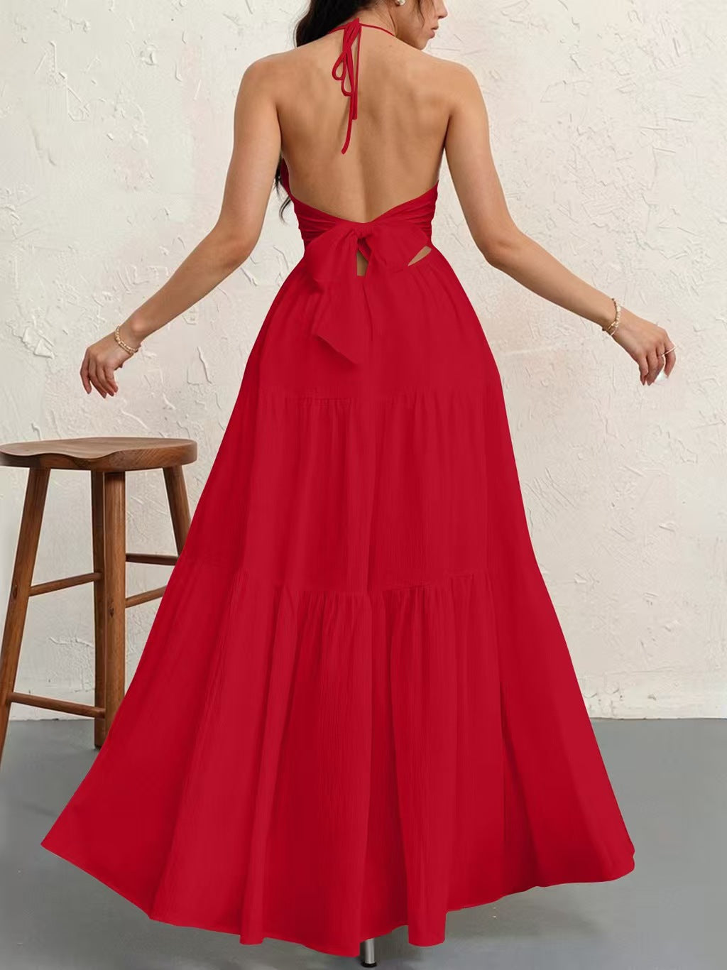 🍷halter neck tie dress🎀