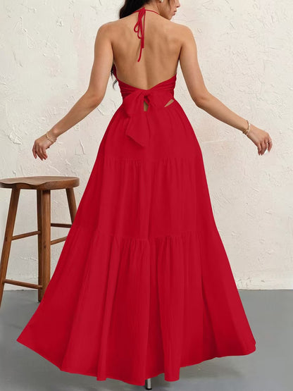 🍷halter neck tie dress🎀