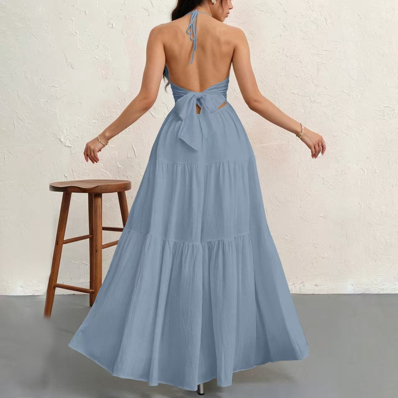 🍷halter neck tie dress🎀