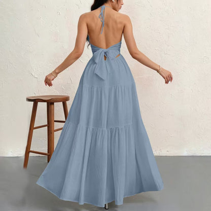 🍷halter neck tie dress🎀