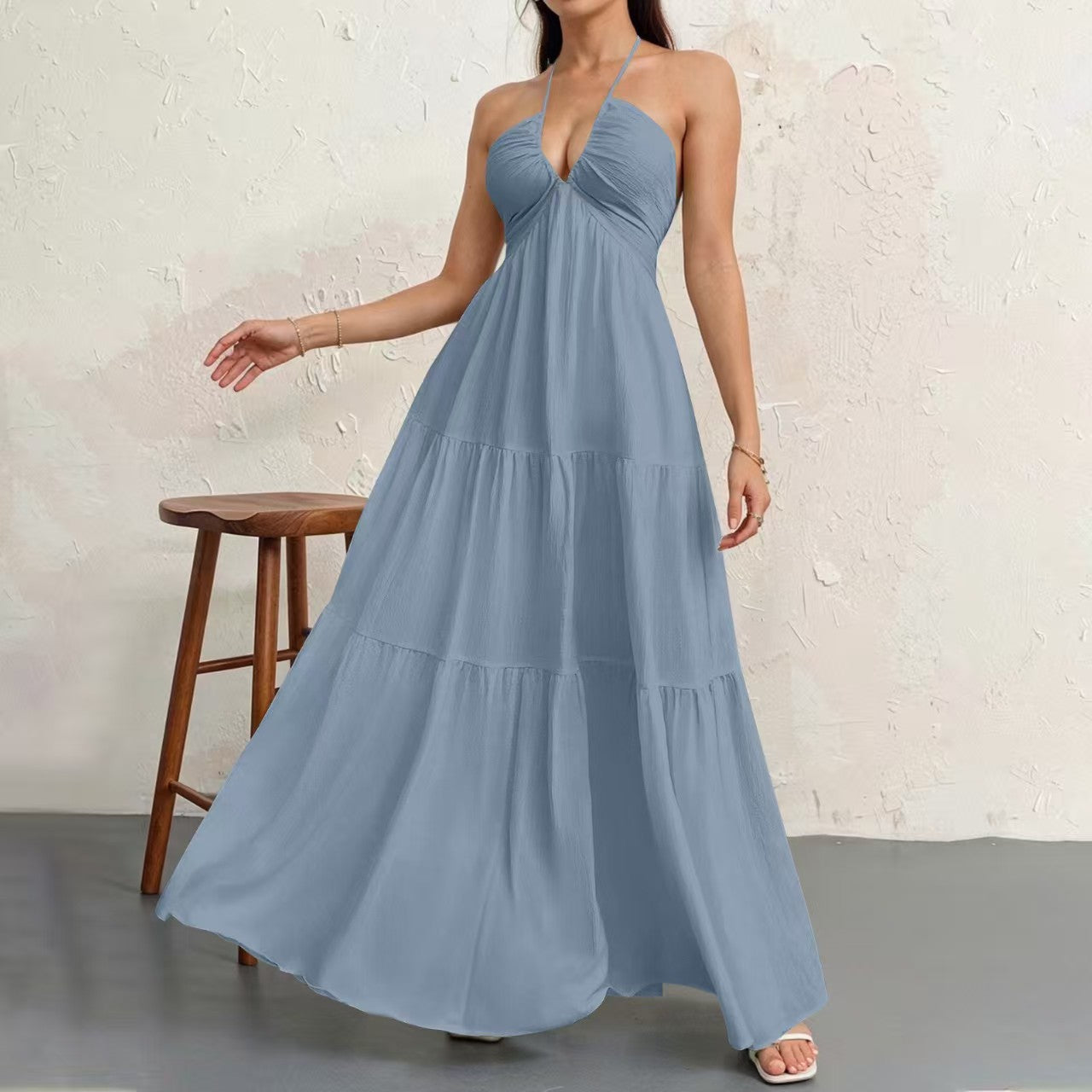 🍷halter neck tie dress🎀