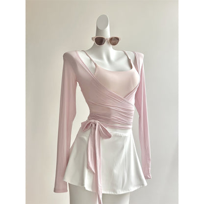 🧘‍♀️✨Sexy and sporty strappy fitness wear for women, professional Pilates training, slim fit yoga wear, long sleeves🤸‍♀️💦