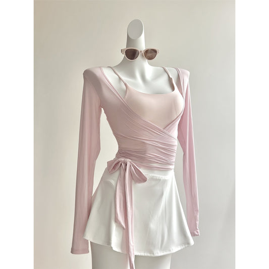 🧘‍♀️✨Sexy and sporty strappy fitness wear for women, professional Pilates training, slim fit yoga wear, long sleeves🤸‍♀️💦