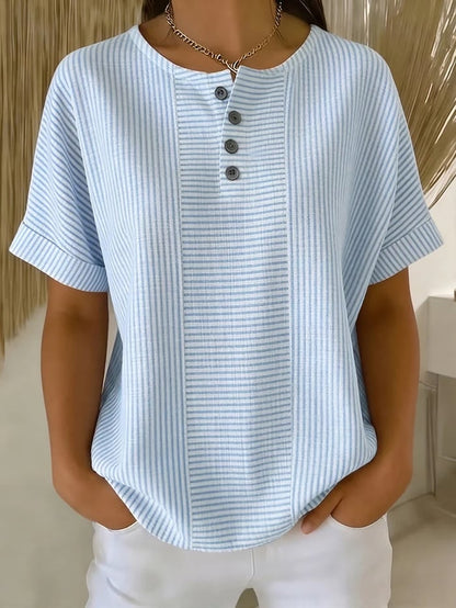 Round Neck Short Sleeve Blouse