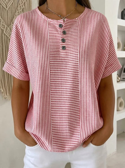 Round Neck Short Sleeve Blouse