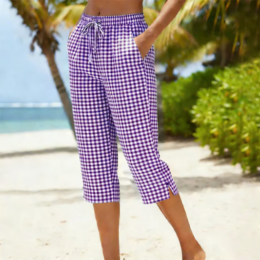 Women's Summer Plaid Capri Pants