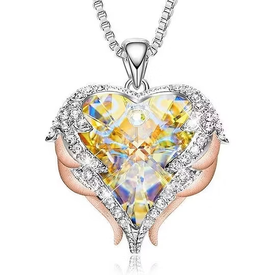 ❤️Women Silver Color Necklace Embellished with Crystals