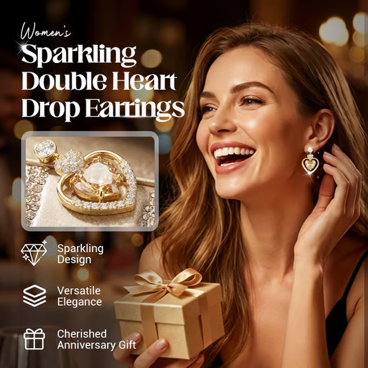 💎 LIMITED-TIME BUY 1 GET 1 FREE! ✨ Women’s Sparkling Double Heart Drop Earrings – Dazzling, Lightweight, Romantic