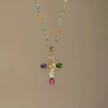 ✨ Cross shaped crystal necklace