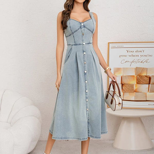 📢📢49%OFF !! ⏰Women's Button-Front Denim Dress