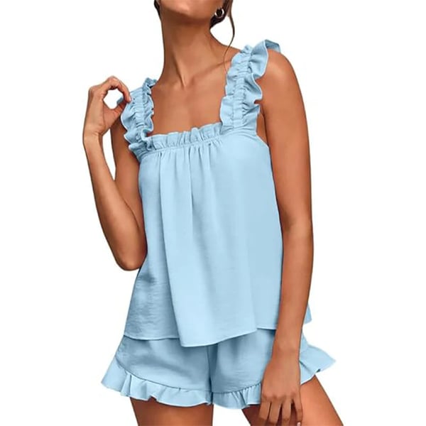 ✨🔥Soft and comfortable pajama set with ruffle trim💞