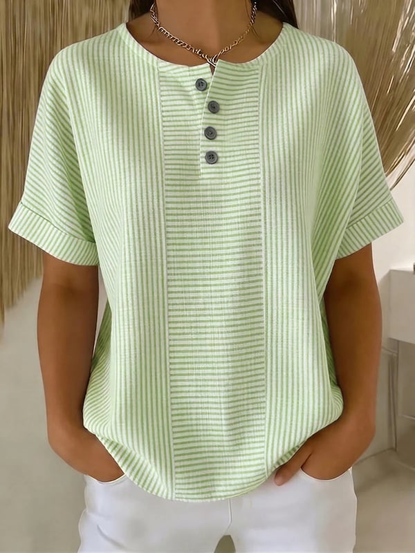 Round Neck Short Sleeve Blouse