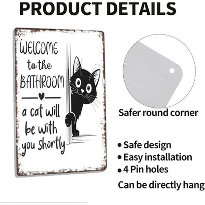 Vintage Black & White Cat Wall Art