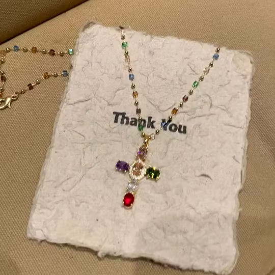 ✨ Cross shaped crystal necklace