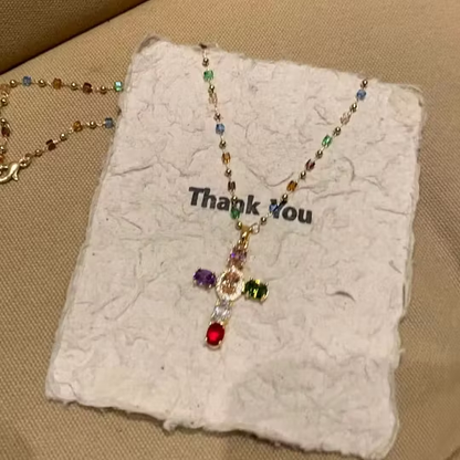 ✨ Cross shaped crystal necklace