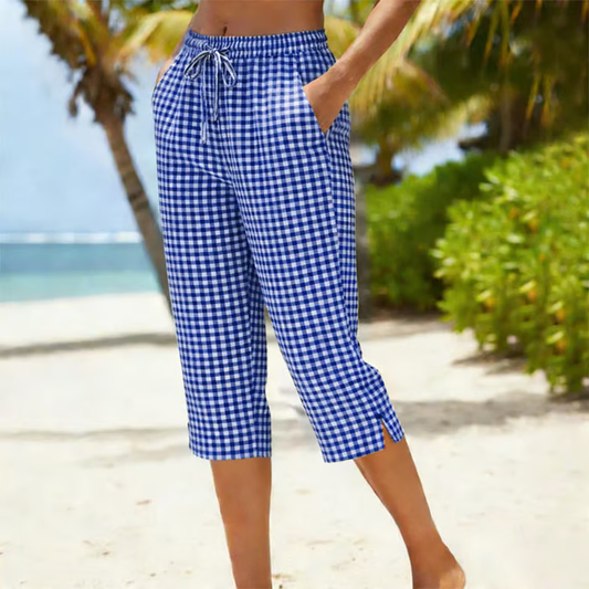 Women's Summer Plaid Capri Pants