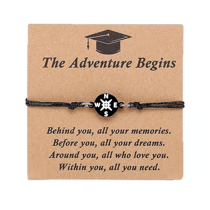 Graduation Compass Bracelet for Class of 2026 – Inspirational Gift for Her Him, High School College 8th Grade Graduate, Stainless Steel with Heartfelt Card & Graduation Cap Box