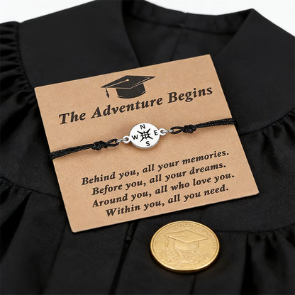 Graduation Compass Bracelet for Class of 2026 – Inspirational Gift for Her Him, High School College 8th Grade Graduate, Stainless Steel with Heartfelt Card & Graduation Cap Box