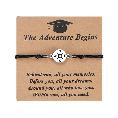 Graduation Compass Bracelet for Class of 2026 – Inspirational Gift for Her Him, High School College 8th Grade Graduate, Stainless Steel with Heartfelt Card & Graduation Cap Box