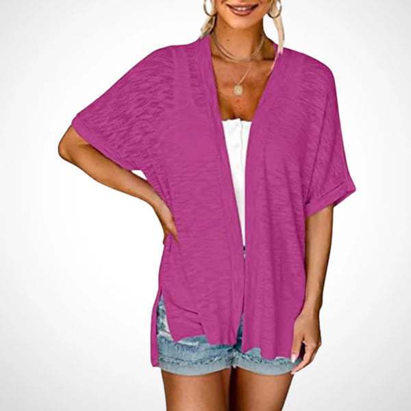 Women's Lightweight Cardigan 2026 Summer ☀️ Short Sleeve Open Front Beach Coverup 🏖️ Vacation Outdoor Fun Knitwear ✨ Comfort Casual Loose Minimalist Basic Knitting Batwing Shortsleeve Tops 👕 Womenswear