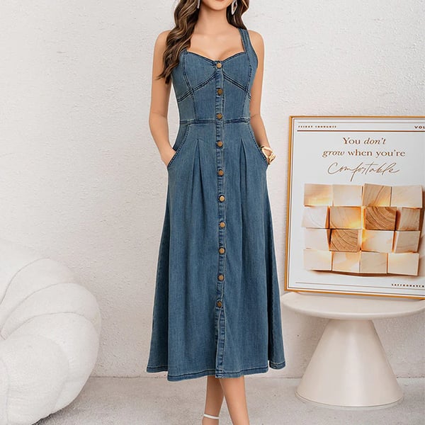 📢📢49%OFF !! ⏰Women's Button-Front Denim Dress